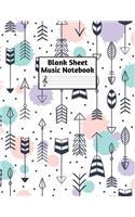 Blank Sheet Music Notebook: Easy Blank Staff Manuscript Book Large 8.5 X 11 Inches Musician Paper Wide 12 Staves Per Page for Piano, Flute, Violin, Guitar, Trumpet, Drums, Cell