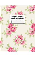 Blank Sheet Music Notebook: Easy Blank Staff Manuscript Book Large 8.5 X 11 Inches Musician Paper Wide 12 Staves Per Page for Piano, Flute, Violin, Guitar, Trumpet, Drums, Cell