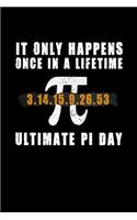 It Only Happens Once In A Lifetime: Graph Paper - Funny Math Humor Pi Day Gift Idea for Mathematics Mini Notepad Teacher Appreciation Day Notebooks For Students