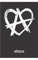 Notebook: Anarchie Herz Anarchieherz - A5 - Linien (Liniert) 120 Seiten - Notizbuch - Tagebuch - Tagesplaner - Wochenplaner - Planer - Geschenk