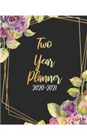 2020-2021 Two Year Planner: Black Color, 24 Months Planner Calendar Track And To Do List Schedule Agenda Organizer January 2020 to December 2021 With Holidays and inspirational