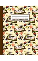 Composition Notebook: Sushi Pattern Cover Design - College Ruled - 120 Blank Lined Pages - 8.5" X 11" - Matte Finished Soft Cover