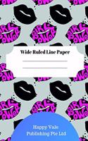 Cute Lips Theme Wide Ruled Line Paper