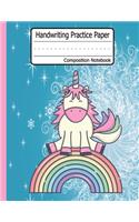 Handwriting Practice Paper-Unicorn: Dotted Midline - Grades K-3 K-2 School Exercise Book - 120 Pages - mermaid