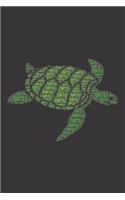 Turtle: Notebook, Journal - Lined Paper - 120 Pages DIN A5 (6 x 9") - Notes, Drawings, Planer, Diary, Organization - Word Cloud Present