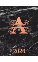 Audrey: 2020. Personalized Name Weekly Planner 2020. Monogram Letter A Notebook Planner. Black Marble & Rose Gold Cover. Datebook Calendar Schedule