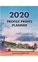 Profile Prints Planner 2020: Supermarine Spitfire Mk1 Bob Doe 1940. 8.5" x 11" Dated weekly Illustrated planner/ planning calendar for 2020. 2 pages per week. Vintage aviation. 