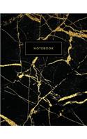 Notebook: Black and Gold Marble with Embossed Style Gold Lettering 150 - College-Ruled Lined Pages - 7mm 8.5 X 11 - A4 Size