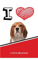 I Love Beagles: Isometric Dot Paper Portrait Notebook 120 Pages 6x9