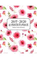 2019-2020 18 Month Planner: July 2019 - December 2020 Weekly and Monthly Planner + Comes with to Do List and Holidays, Red Watercolor Roses, 8.5 X 11