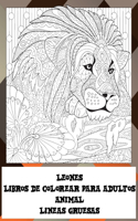 Libros de colorear para adultos - Líneas gruesas - Animal - Leones