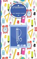 Composition Notebook R: Monogrammed Initial Primary School Wide Ruled Notebook