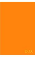 D.O.: Gold on Dark Orange Fashion Color Monogram Personalized Notebook with Two Initials. Matte Soft Cover Professional Style With120 Blank Lined Pages