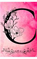 C: Initial Monogram Pink Watercolor Flower Notebook Floral Dot Grid Writing and Point Matrix Notes Journal Organize for Women and Teens(3 Floral Letter Black Monogram Diary Journals)