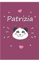 Patrizia: Personalisiertes Panda Tage-/Notizbuch mit dem Vornamen Patrizia und ganzen 100 linierten Seiten im 6x9 Zoll Format (ca.DIN A5). Optimal als Schreib