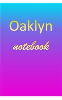 Oaklyn: Blank Notebook - Wide Ruled Lined Paper Notepad - Writing Pad Practice Journal - Custom Personalized First Name Initial O Blue Purple Gold - Taking 