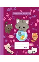 Composition Notebook: College Ruled - Kitty Cat And Funny Kitten - Back to School Composition Book for Teachers, Students, Kids, Boys and Girls - 120 Pages, 60 Sheets - 8