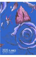 Planner 2020 12 Months: 6x9 Medium Weekly and Monthly Notebook Organizer from Jan to Dec 2020 - Cute Stylish Flower Design Blue