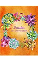 Succulent Dot Grid Notebook: Orange Watercolor 100 Pages(1 Succulent Notebooks)
