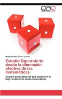 Estudio Exploratorio Desde La Dimension Afectiva de Las Matematicas