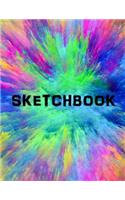 Sketchbook: Rainbow Colors, Abstract Art Design - Blank Paper Notebook for Drawing, Sketching and Writing