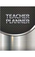 Teacher Planner: Academic School Year Lesson Plan Organizer Weekly & Monthly Undated Record Book Industrial Black Speaker Metal and Chrome Cover