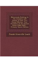 Memoranda Relating to the Ancestry and Family of Hon. Levi Parson Morton, Vice-President of the United States (1889-1893).