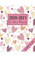 2020-2021 Two Year Planner: Unique Sketched Hearts Design: 24 Month Schedule & Appointment Organizer, Large 2-Page Monthly View Format With Year At-A-Glance Pages, 2020-2021 Di