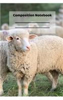 Composition Notebook: White Sheep Farmland Grassy Plains Notebook or Journal