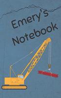 Emery's Notebook: Heavy Equipment Crane Cover 6x9" 200 pages personalized journal/notebook/diary