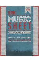 Blank Music Sheet Notebook: 12 Staff Music Manuscript Paper - Poster Cover [Grey Theme]