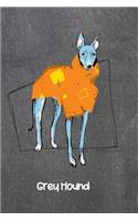 Grey Hound: Dogs Blank Lined Gift Journal Diary or Notebook, Hand Drawn Illustration, Wide Rule