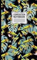 Composition Notebook: Red Eye Tree Frogs on Leaves Pattern 8.5" X 11" - 110 College Ruled Pages