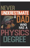 Never Underestimate A Dad: Physics Notebook Blank Dot Grid Teacher Journal dotted with dots 6x9 120 Pages Checklist Record Book Science Teachers Take Notes Physician Planner P