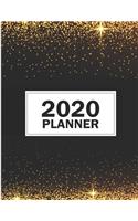 2020 Planner: 8.5"x11" Golden Stars Pattern 2020 Planner Yearly Agenda (1 January - 31 December 2020 )