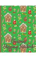 Christmas Shopping Notebook Colorful Gingerbread Houses and Candy and Cupcakes