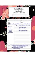 Cornell Notes Notebook: Note Taking System, For Students, Writers, Meetings, Lectures Large Size 8.5 x 11 (21.59 x 27.94 cm), Durable Matte Floral Cover Design, 120 Pages