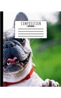 Composition Notebook: Bulldog Outside Portrait Photo Design 7.5 x 9.25 in - 110 Pages - Wide Ruled Black Lined Paper Journal - Kids School, Writing, Cute Notebooks for Gi
