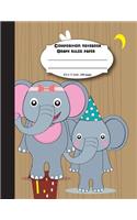 Composition notebook graph ruled paper 8.5 x 11" 200 page 4x4 grid per inch, Elephant family party: Large composition book journal for school student/teacher/office