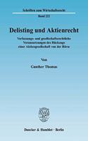 Delisting Und Aktienrecht