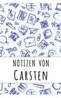 Notizen von Carsten: Kariertes Notizbuch mit 5x5 Karomuster für deinen personalisierten Vornamen