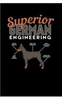 Superior German Engineering: 120 Pages I 6x9 I Wide Ruled / Legal Ruled Line Paper I Funny Doberman & Pinscher Dog Gifts