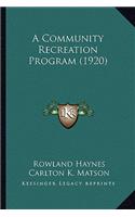 Community Recreation Program (1920)