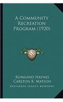 Community Recreation Program (1920)