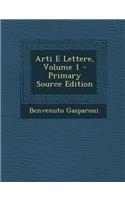 Arti E Lettere, Volume 1