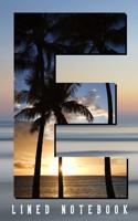 Monogram Letter E Notebook with Beach Sunset Cover