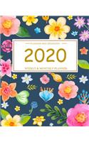 2020 Planner Monthly and Weekly Floral Cover: Start Jan 1, 2020 to Dec 31, 2020 - Calendar Views Weekly & Monthly Planner Overview - Daily schedule as well as a to-do list - Navy Floral Cover - 
