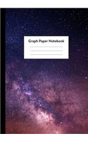 Graph Paper Notebook: 5 x 5 squares per inch, Quad Ruled - 7 x 10 - Milky Way Galaxy in Space - Math and Science Composition Notebook for for Children, Kids, Girls, Teens