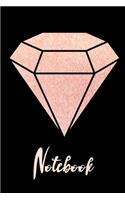 Notebook: Birthday Faux Rose Gold Diamond Jewel Glitter Notebook Wide Ruled Lined Journal 6x9 Inch ( Legal ruled ) Family Anniversary Party Gift Idea Holidays