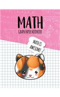 Math Graph Paper Notebook: Blank Graph Note Book Pages - Calico Tabby Pink Equations(48 4x4 Graph Composition Notebook for Kids)